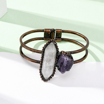 Natural Mixed Gemstone & Amethyst Beads Bangeles G-B150-05R-1