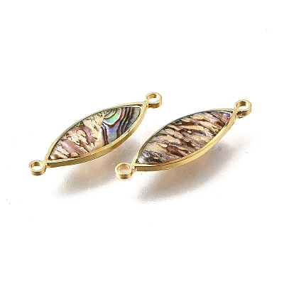 Brass Pave Natural Paua Shell Connector Charms KK-E794-01G-06-1