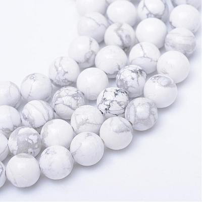 Round Natural Howlite Bead Strands G-R345-4mm-18-1