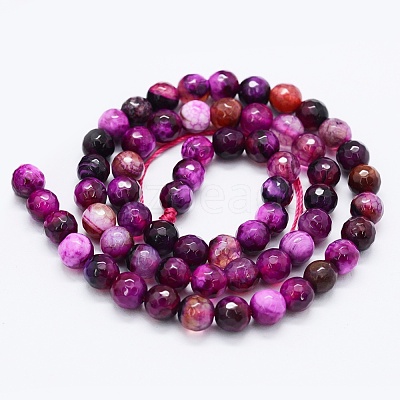 Faceted Natural Agate Beads Strands G-F561-6mm-D05-1