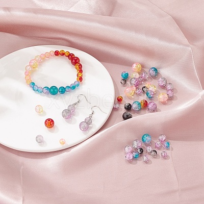 585Pcs 15 Style Spray Painted Crackle Glass Beads Strands CCG-YW0001-05-1