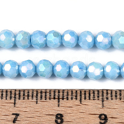 Anti-Tarnish Electroplate Glass Beads Strands LS-EGLA-T021-4mm-15-10-1