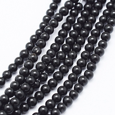 Natural Black Onyx Beads Strands G-E469-08-3mm-1