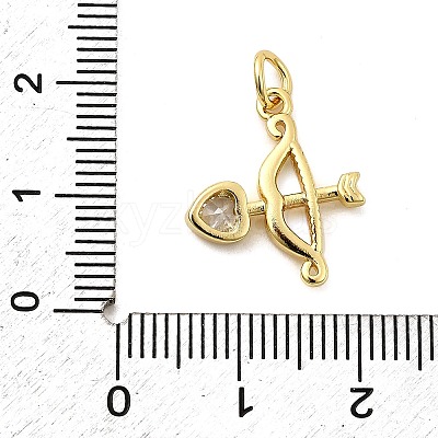 Bow and Arrow Brass Micro Pave Cubic Zirconia Pendants KK-C134-12G-1