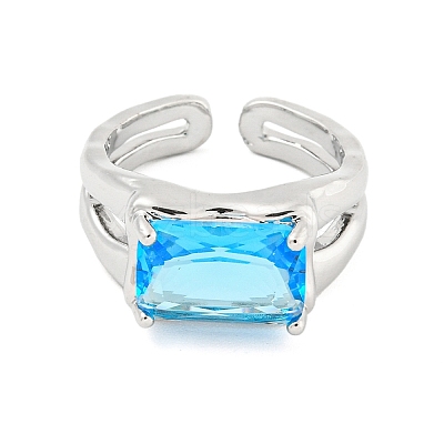 304 Stainless Steel Cubic Zirconia Open Cuff Ring RJEW-S406-05P-05-1