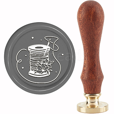 Brass Wax Seal Stamp with Handle AJEW-WH0184-0964-1
