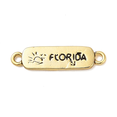 Beach Theme Rack Plating Brass Rectangle Connector Charms KK-P261-08A-G13-1