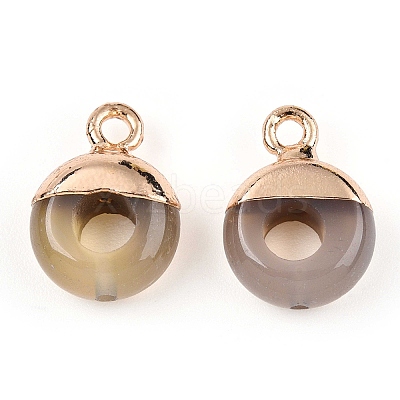 Natural Dragon Veins Agate Flat Round/Donut Charms G-I347-15-1