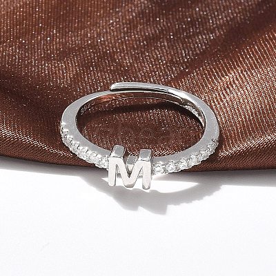 S925 Sterling Silver Adjustable Letter Rings for Women RJEW-M068-01P-M-1