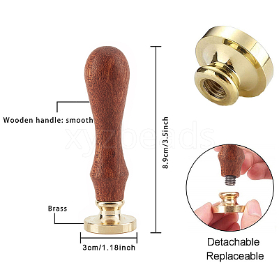 Brass Wax Seal Stamp with Handle AJEW-WH0184-0887-1