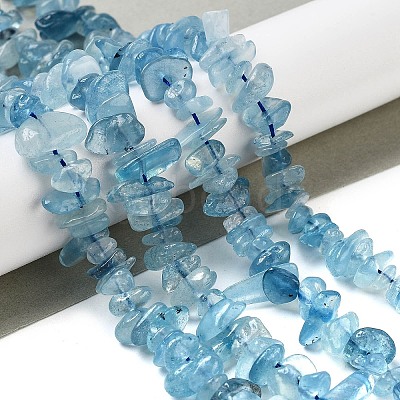Natural Aquamarine Chip Beads Strands G-E271-96-1
