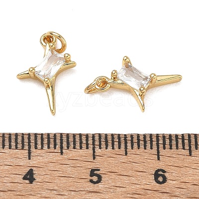 Brass Micro Pave Clear Cubic Zirconia Charms CU-CBAF0F8-16F-G-1