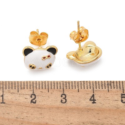 Brass Enamel Stud Earrings for Women LS-EJEW-U049-02A-G-1