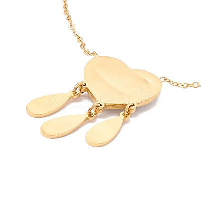 Ion Plating(IP) 304 Stainless Steel Heart with Teardrop Pendant Necklace NJEW-P262-06G-1