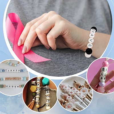 56Pcs Letter & Number Theme Silicone Beads Sets SIL-PH0001-32-1