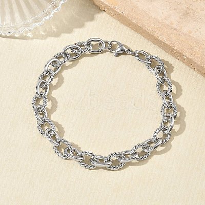 304 Stainless Steel Twisted Link Cable Chain Necklace & Bracelet Set  SJEW-D091-01P-1