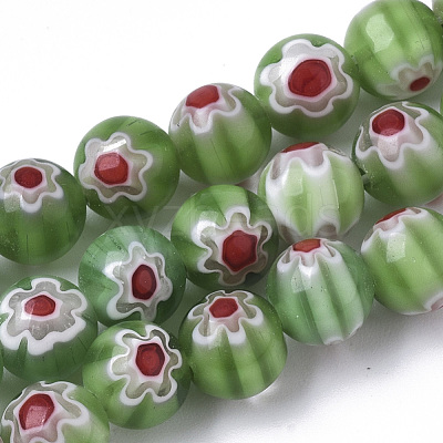 Handmade Millefiori Lampwork Beads Strands X-LAMP-R143-01D-1