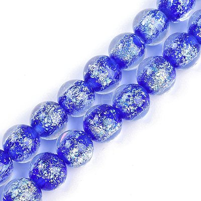 Handmade Gold Foil Lampwork Beads Strands LAMP-Q002-01E-1