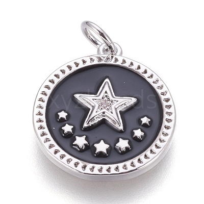 Brass Enamel Pentacle Pendants KK-O113-05C-P-1