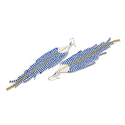 Bohemia Woven Glass Seed Bead Dangle Earrings EJEW-A046-04D-1