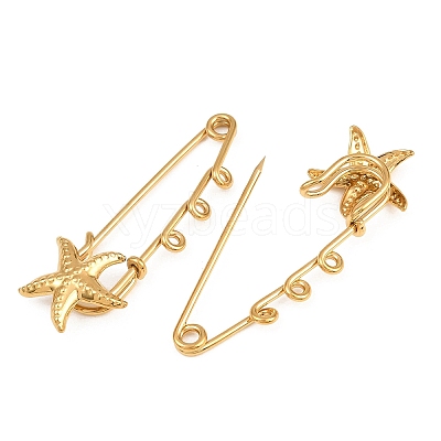 Starfish 304 Stainless Steel Safety Pins Brooch Findings SA-CBA098D-16I-G03-1