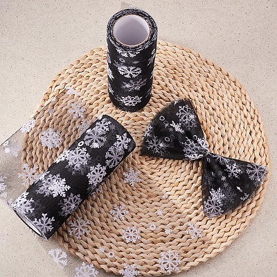 Snowflake Deco Mesh Ribbons OCOR-P010-G15-1