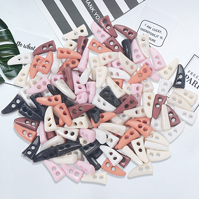 140Pcs 7 Colors Resin Buttons BUTT-GF0004-06-1