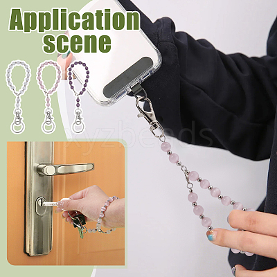 3Pcs Cat Eye Bead Keychains KEYC-FG00006-1