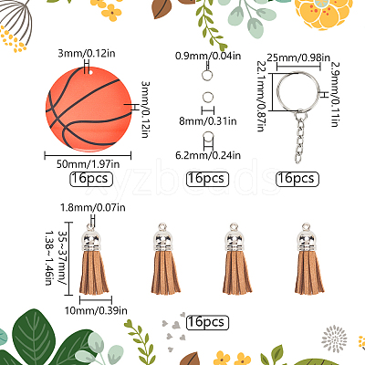 DIY Sports Ball Acrylic Pendant Keychain Making Kits DIY-SP0001-44B-1