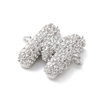 Brass Micro Pave Cubic Zirconia Letter Links KK-I717-04M-P-1