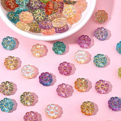 100Pcs Baking Paint and Golden Metal Enlaced Glass Beads DGLA-SC0001-06-1