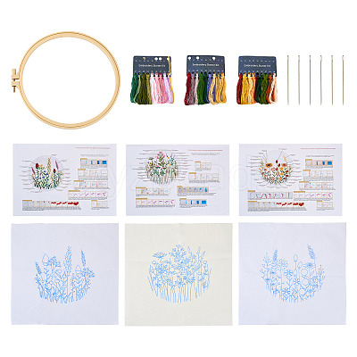 DIY Flower Pattern Embroidery Beginner Kits DIY-TAC0020-38-1