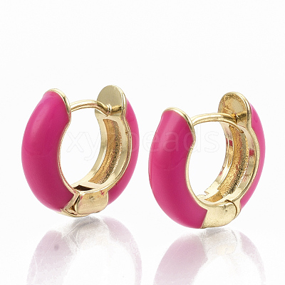 Brass Huggie Hoop Earrings EJEW-S209-01-1