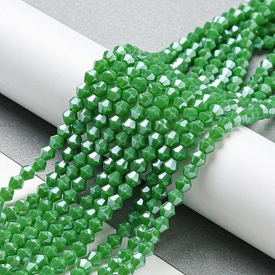 Opaque Solid Color Electroplate Glass Beads Strands GLAA-F029-P4mm-C08-1
