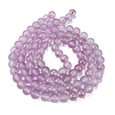 Frosted Transparent Glass Bead Strands X1-GLAA-P065-8mm-07-1