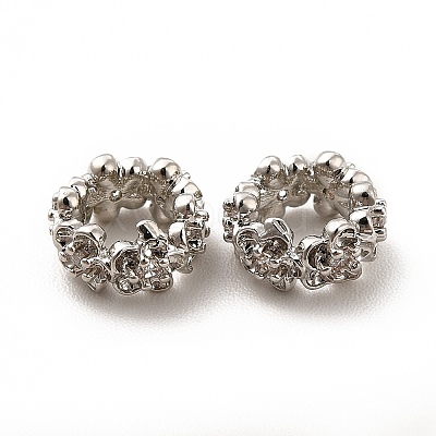 Rack Plating Brass Micro Pave Cubic Zirconia Flower Beads KK-C010-33-1