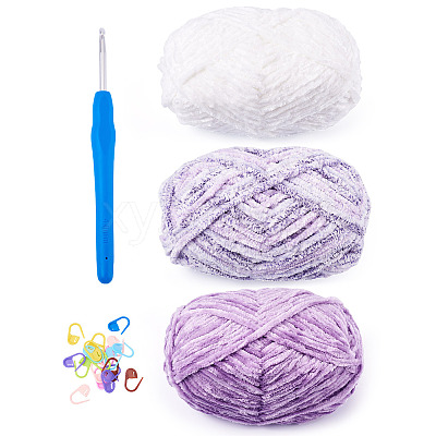 3 Rolls Polyester Chenille Wool Yarn OCOR-MB0001-06A-1