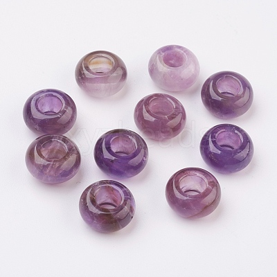 Natural Amethyst European Beads G-G740-14x8mm-13-1