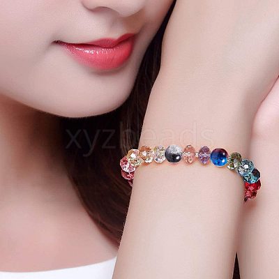 Spray Painted Crackle/Electroplate Glass Beads GLAA-PH0007-42-1