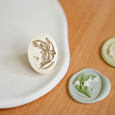 Golden Tone Wax Seal Brass Stamp Head STAM-PW0005-023G-01-1