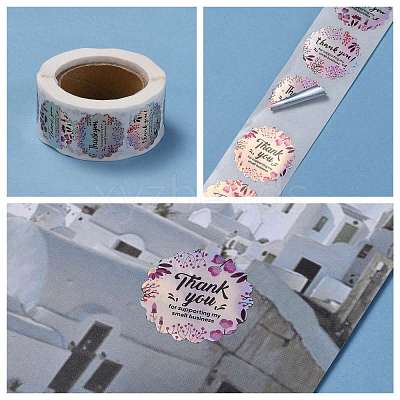 Rainbow Laser 1 Inch Thank You Sticker X-DIY-A006-G08-1