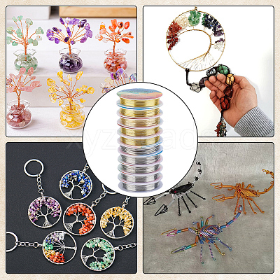 10 Rolls 10 Styles Round Copper Jewelry Wire CWIR-BBC0001-10-1