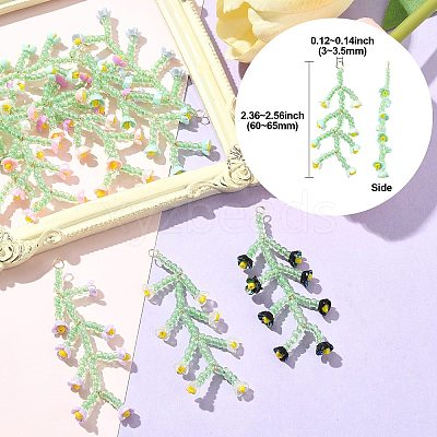 10 Colors Handmade Glass Seed Beaded Flower Pendants PALLOY-CJ00092-1