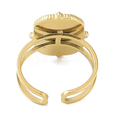 Ion Plating(IP) 304 Stainless Steel Enamel Rectangle with Star Cuff Finger Rings X-RJEW-L107-063G-01-1