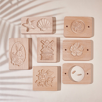 Beech Wood Cookie Molds AJEW-WH0083-59C-1