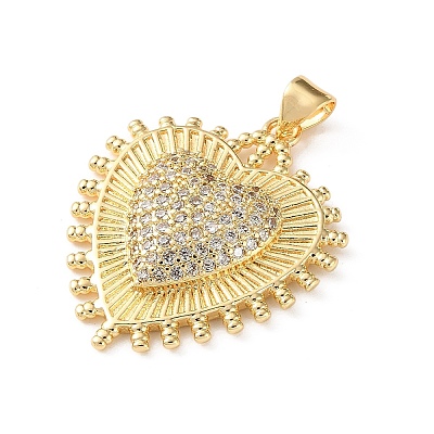 Brass Micro Pave Clear Cubic Zirconia Pendants CU-CBA03AF-10D-G-1