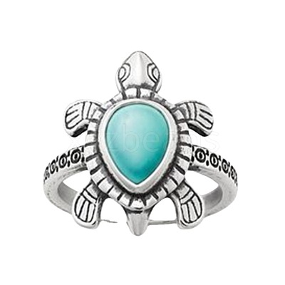 Retro Alloy and Synthetic Turquoise Finger Rings FS-WG1C352-04-1