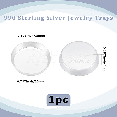 1Pc 990 Sterling Silver Jewelry Trays AJEW-BBC0002-43B-1