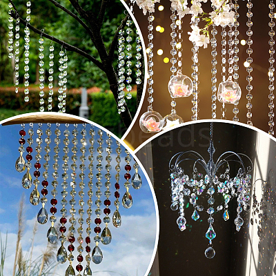 80Pcs Transparent Faceted Glass Connector Charms GLAA-SP0001-88B-01-1
