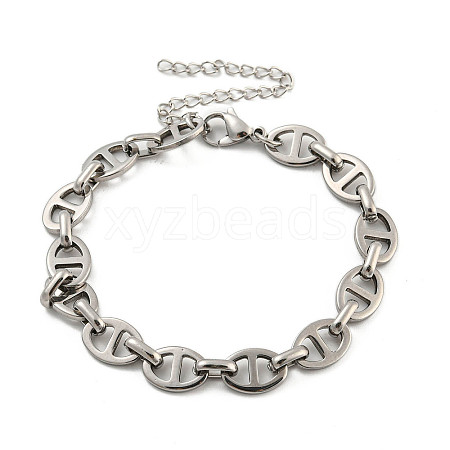 Non-Tarnish 304 Stainless Steel Oval Link Chains Bracelets for Men & Women BJEW-D042-22C-P-1